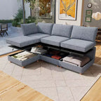 GDFStudio Zayne Divano Sezionale Modulare Trasformabile a 4 Posti in Tessuto con Contenitore Stile Moderno