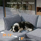 GDFStudio Zayne Divano Sezionale Modulare Trasformabile a 4 Posti in Tessuto con Contenitore Stile Moderno