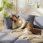 GDFStudio Zayne Divano Sezionale Modulare Trasformabile a 4 Posti in Tessuto con Contenitore Stile Moderno