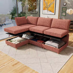 GDFStudio Zayne Divano Sezionale Modulare Trasformabile a 4 Posti in Tessuto con Contenitore Stile Moderno