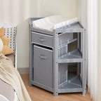 GustoWave Fasciatoio angolare con cassetto portaoggetti, cesta portabiancheria e fasciatoio, organizer multifunzione per neonati, colore grigio