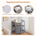 GustoWave Fasciatoio angolare con cassetto portaoggetti, cesta portabiancheria e fasciatoio, organizer multifunzione per neonati, colore grigio