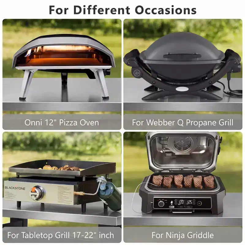 JVNOXK 39.5 carrello grill da esterno con mobiletto, tavolo BBQ con piano in acciaio inox e ruote, porta spezie e rotoli di carta, copertura impermeabile inclusa