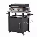 JVNOXK 39.5 carrello grill da esterno con mobiletto, tavolo BBQ con piano in acciaio inox e ruote, porta spezie e rotoli di carta, copertura impermeabile inclusa