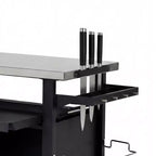 JVNOXK 39.5 carrello grill da esterno con mobiletto, tavolo BBQ con piano in acciaio inox e ruote, porta spezie e rotoli di carta, copertura impermeabile inclusa
