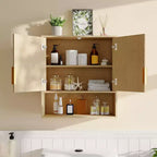 Mobiletto a specchio classico effetto "porta di granaio" con ripiani regolabili Mobiletto da parete per bagno Dimensioni: 25 X 23,6 X 9 pollici