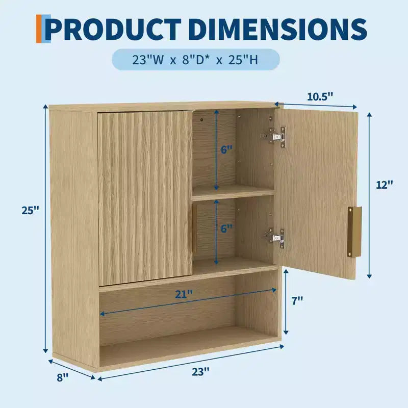 Mobiletto a specchio classico effetto "porta di granaio" con ripiani regolabili Mobiletto da parete per bagno Dimensioni: 25 X 23,6 X 9 pollici