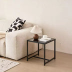 Set di 2 comodini in MDF nero con gambe in metallo, tavolini moderni per camera da letto