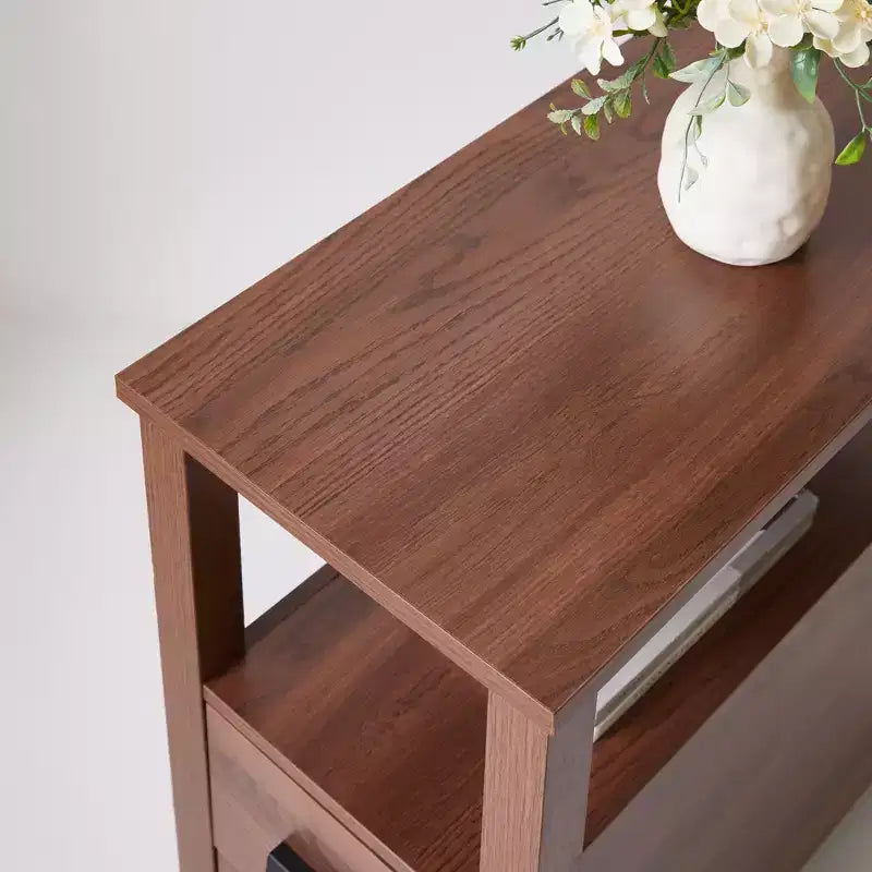GDFStudio Olufemi Tavolino Moderno in Legno con Stazione di Ricarica e 2 Cassetti