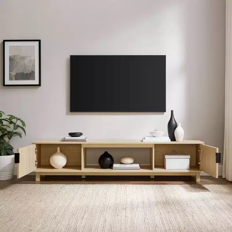 Mobile TV moderno in legno scanalato a 2 ante