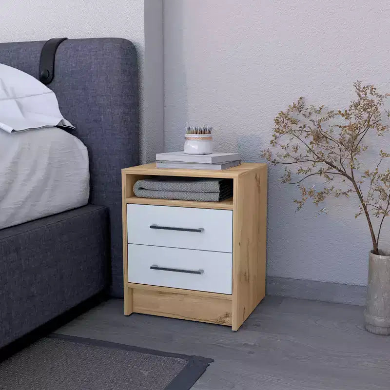With a clean modern design, this Philadelphia Nightstand, Two Drawers, Concealed Shelf provides practical storage and a sturdy structure, making.