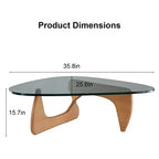 Tavolino da Caffè Moderno in Vetro, 90,9 x 65 x 39,9 cm, Stile Mid-Century, Design Elegante, Adatto per Camera da Letto, Soggiorno, Reception, Ufficio, Noce