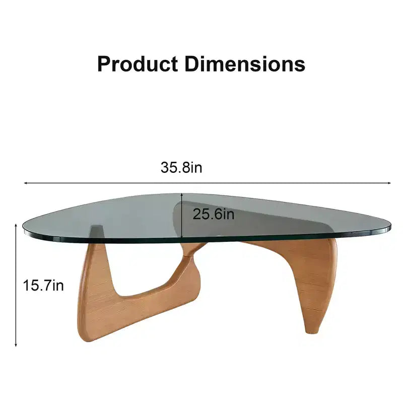 Tavolino da Caffè Moderno in Vetro, 90,9 x 65 x 39,9 cm, Stile Mid-Century, Design Elegante, Adatto per Camera da Letto, Soggiorno, Reception, Ufficio, Noce