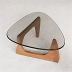 Tavolino da Caffè Moderno in Vetro, 90,9 x 65 x 39,9 cm, Stile Mid-Century, Design Elegante, Adatto per Camera da Letto, Soggiorno, Reception, Ufficio, Noce