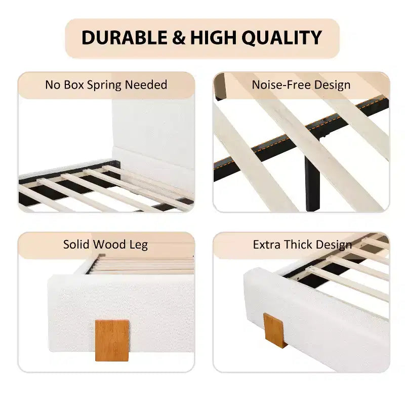 Letto imbottito GDFStudio Layton moderno e minimalista in bouclé con testiera