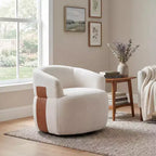 GDFStudio Winnie Poltroncina Girevole Moderna con Struttura in Legno e Gambe in Metallo