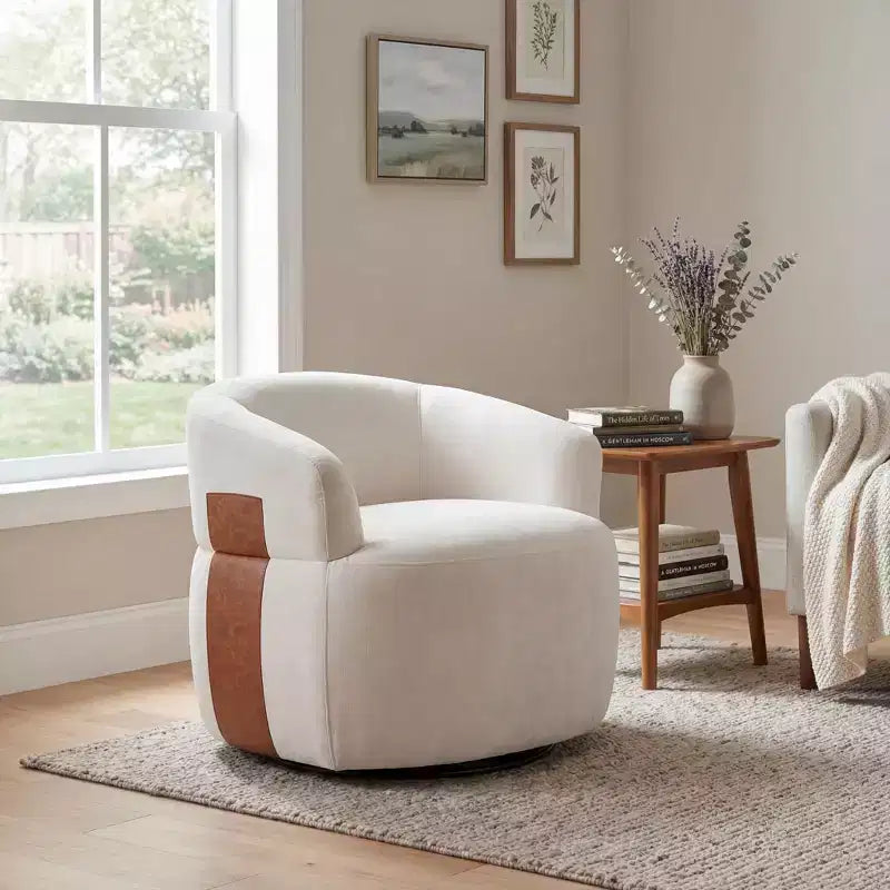 GDFStudio Winnie Poltroncina Girevole Moderna con Struttura in Legno e Gambe in Metallo