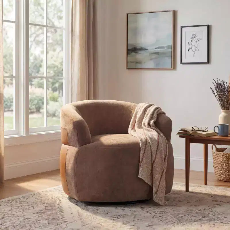 GDFStudio Winnie Poltroncina Girevole Moderna con Struttura in Legno e Gambe in Metallo