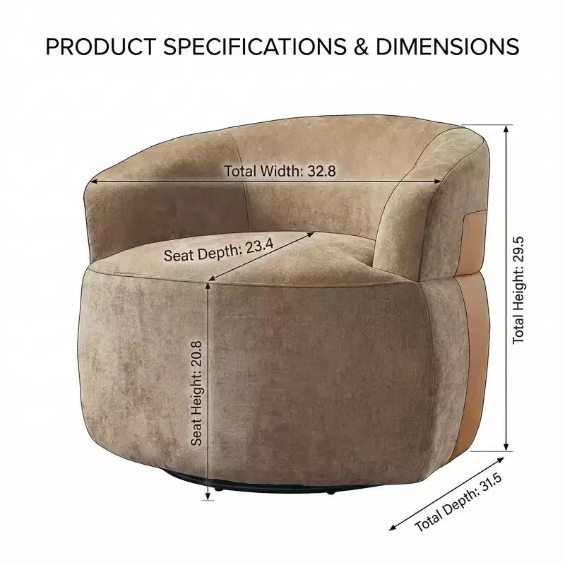GDFStudio Winnie Poltroncina Girevole Moderna con Struttura in Legno e Gambe in Metallo