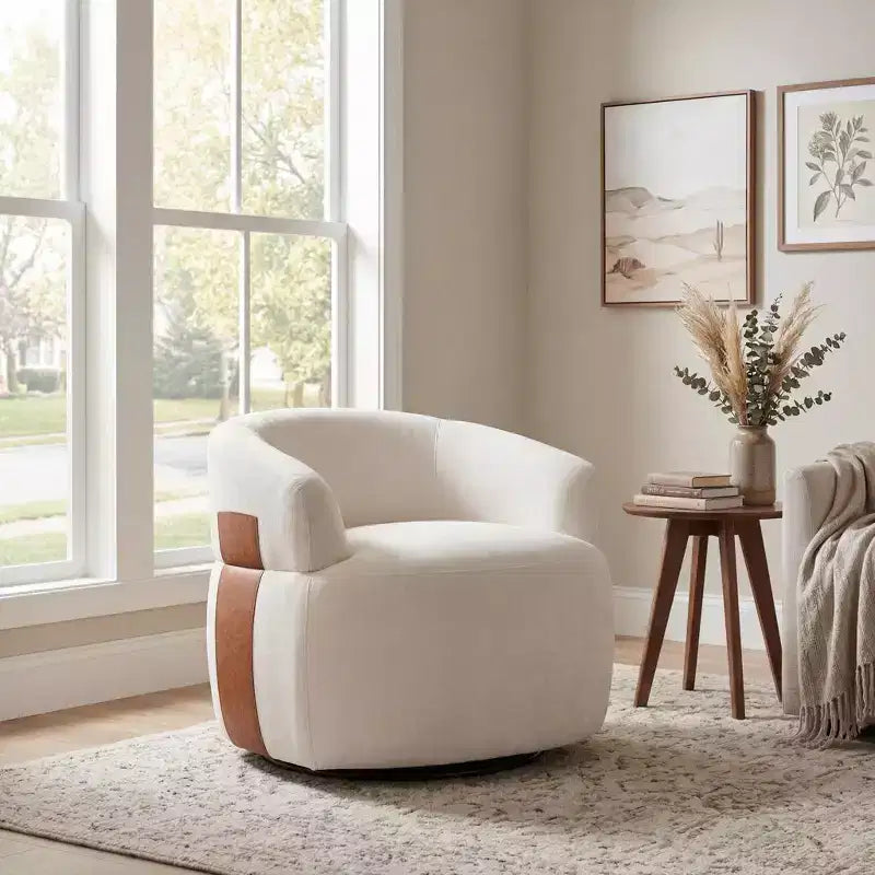 GDFStudio Winnie Poltroncina Girevole Moderna con Struttura in Legno e Gambe in Metallo