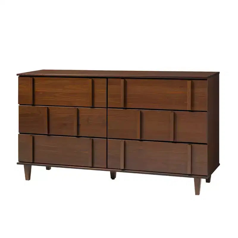 Cassettiera Doppia a 6 Cassetti Verticale Moderna in Legno Massello Noce - Walker Edison