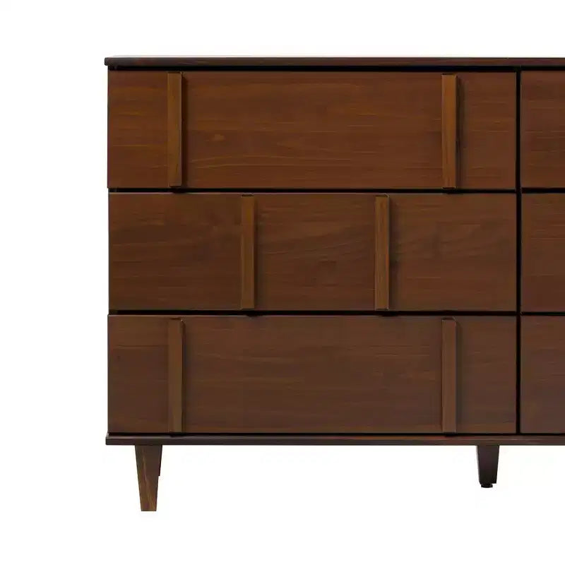 Cassettiera Doppia a 6 Cassetti Verticale Moderna in Legno Massello Noce - Walker Edison