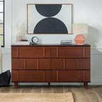Cassettiera Doppia a 6 Cassetti Verticale Moderna in Legno Massello Noce - Walker Edison