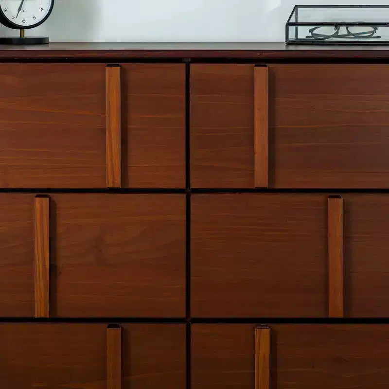 Cassettiera Doppia a 6 Cassetti Verticale Moderna in Legno Massello Noce - Walker Edison