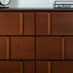 Cassettiera Doppia a 6 Cassetti Verticale Moderna in Legno Massello Noce - Walker Edison