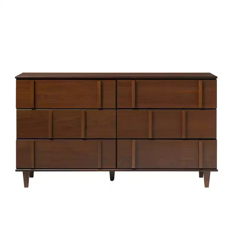 Cassettiera Doppia a 6 Cassetti Verticale Moderna in Legno Massello Noce - Walker Edison