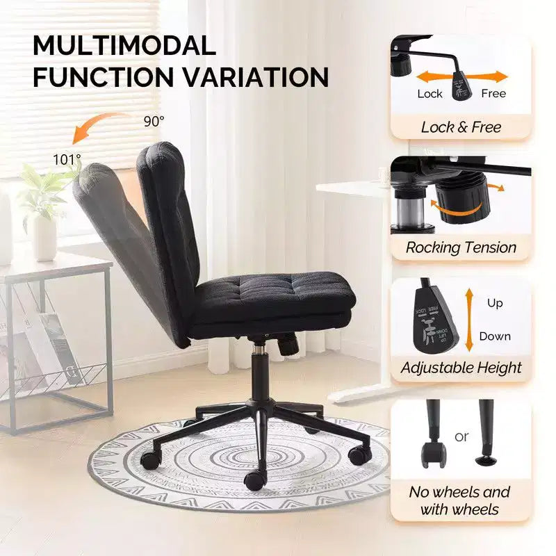 Sedia da ufficio senza braccioli Karl Home con ruote