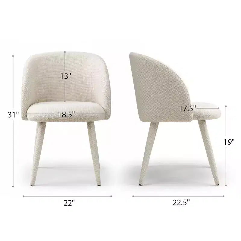 Set di 2 sedie da pranzo moderne imbottite in tessuto con braccioli e gambe in metallo avvolto, sedute imbottite per cucina e sala da pranzo - Panipeachy