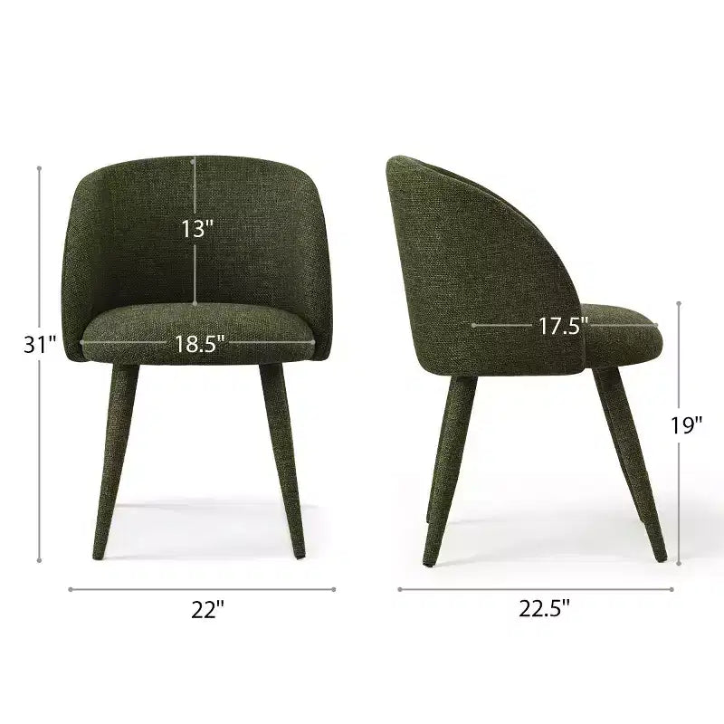 Set di 2 sedie da pranzo moderne imbottite in tessuto con braccioli e gambe in metallo avvolto, sedute imbottite per cucina e sala da pranzo - Panipeachy