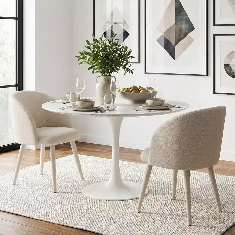 Set di 2 sedie da pranzo moderne imbottite in tessuto con braccioli e gambe in metallo avvolto, sedute imbottite per cucina e sala da pranzo - Panipeachy