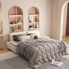 Divano letto trasformabile in velluto FurnitureR, divano letto estraibile a 3 posti, divano pieghevole 3-in-1 per soggiorno e appartamento, beige