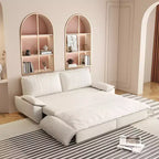 Divano letto trasformabile in velluto FurnitureR, divano letto estraibile a 3 posti, divano pieghevole 3-in-1 per soggiorno e appartamento, beige