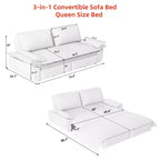 Divano letto trasformabile in velluto FurnitureR, divano letto estraibile a 3 posti, divano pieghevole 3-in-1 per soggiorno e appartamento, beige