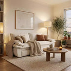 Divano letto trasformabile in velluto FurnitureR, divano letto estraibile a 3 posti, divano pieghevole 3-in-1 per soggiorno e appartamento, beige