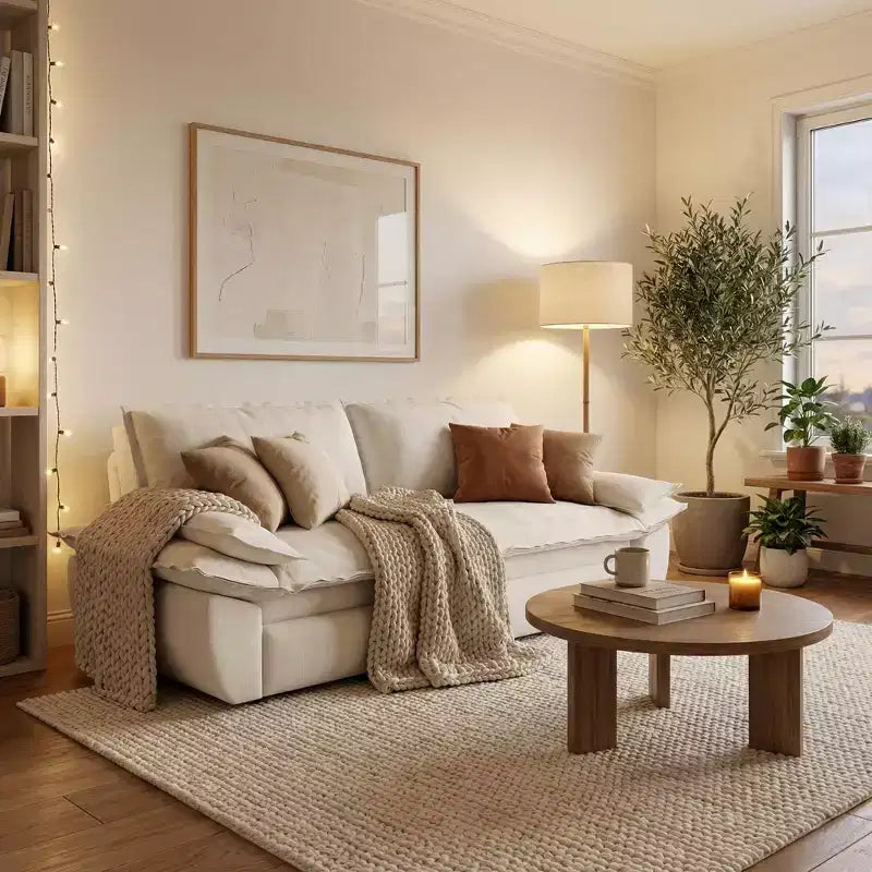 Divano letto trasformabile in velluto FurnitureR, divano letto estraibile a 3 posti, divano pieghevole 3-in-1 per soggiorno e appartamento, beige