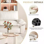 Divano letto trasformabile in velluto FurnitureR, divano letto estraibile a 3 posti, divano pieghevole 3-in-1 per soggiorno e appartamento, beige
