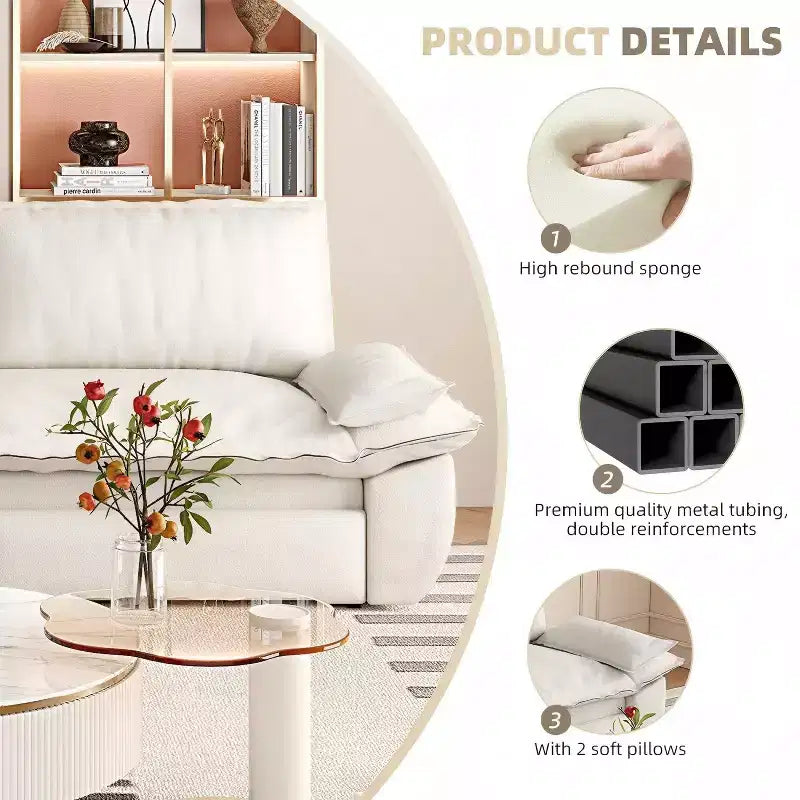 Divano letto trasformabile in velluto FurnitureR, divano letto estraibile a 3 posti, divano pieghevole 3-in-1 per soggiorno e appartamento, beige