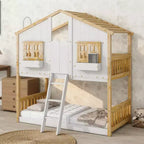 Sailvan Letto a Castello a Casa su Casa con Tetto e Finestra, Design di Sicurezza a Bassa Altezza