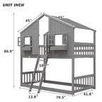 Sailvan Letto a Castello a Casa su Casa con Tetto e Finestra, Design di Sicurezza a Bassa Altezza