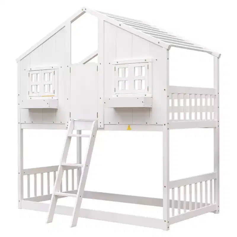 Sailvan Letto a Castello a Casa su Casa con Tetto e Finestra, Design di Sicurezza a Bassa Altezza