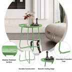 AEELLEEA Tavolino rotondo in metallo da esterno, resistente alle intemperie, per patio, giardino, cortile, veranda e balcone, verde
