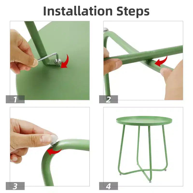 AEELLEEA Tavolino rotondo in metallo da esterno, resistente alle intemperie, per patio, giardino, cortile, veranda e balcone, verde