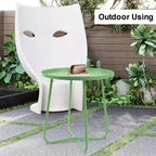 AEELLEEA Tavolino rotondo in metallo da esterno, resistente alle intemperie, per patio, giardino, cortile, veranda e balcone, verde