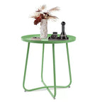AEELLEEA Tavolino rotondo in metallo da esterno, resistente alle intemperie, per patio, giardino, cortile, veranda e balcone, verde