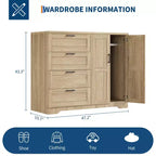Armadio basso 43.3 con asta appendiabiti e 4 cassetti, mobile a 2 ante in legno con organizer per camera da letto