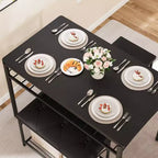 Set da Pranzo Salvaspazio da 4 Pezzi per 4 Persone, Design in Legno e Metallo, Include Panca Imbottita, 2 Sgabelli, Scaffale Portaoggetti, per Piccoli Appartamenti, Colazione